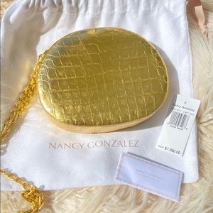 Nancy Gonzalez Pebble Metallic Crocodile Clutch